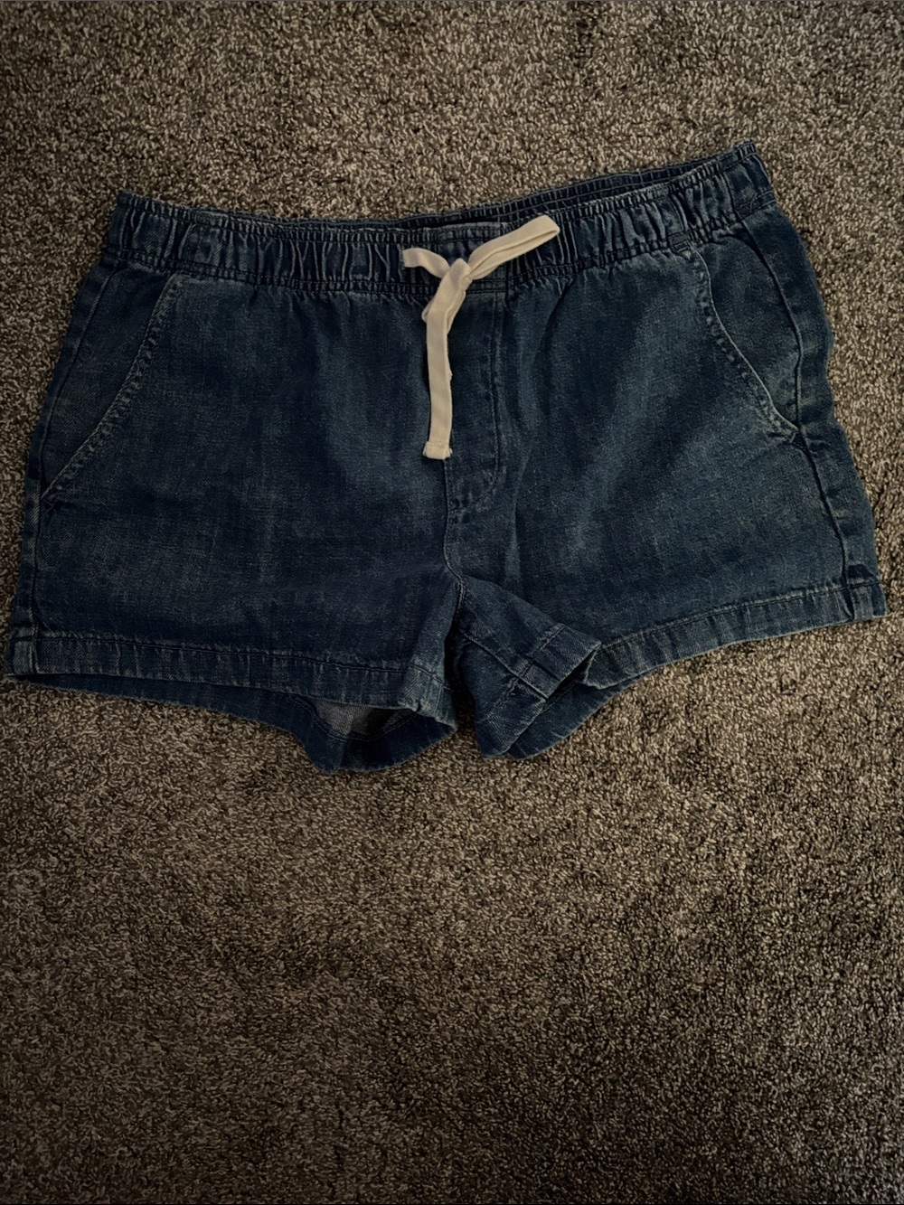 GAP Dark Blue Denim High-Waist Drawstring Shorts
